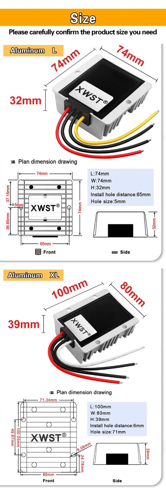 DC DC Battery Charger Waterproof Converter Single Output 9-35V 12.6-14.5V 5-22A