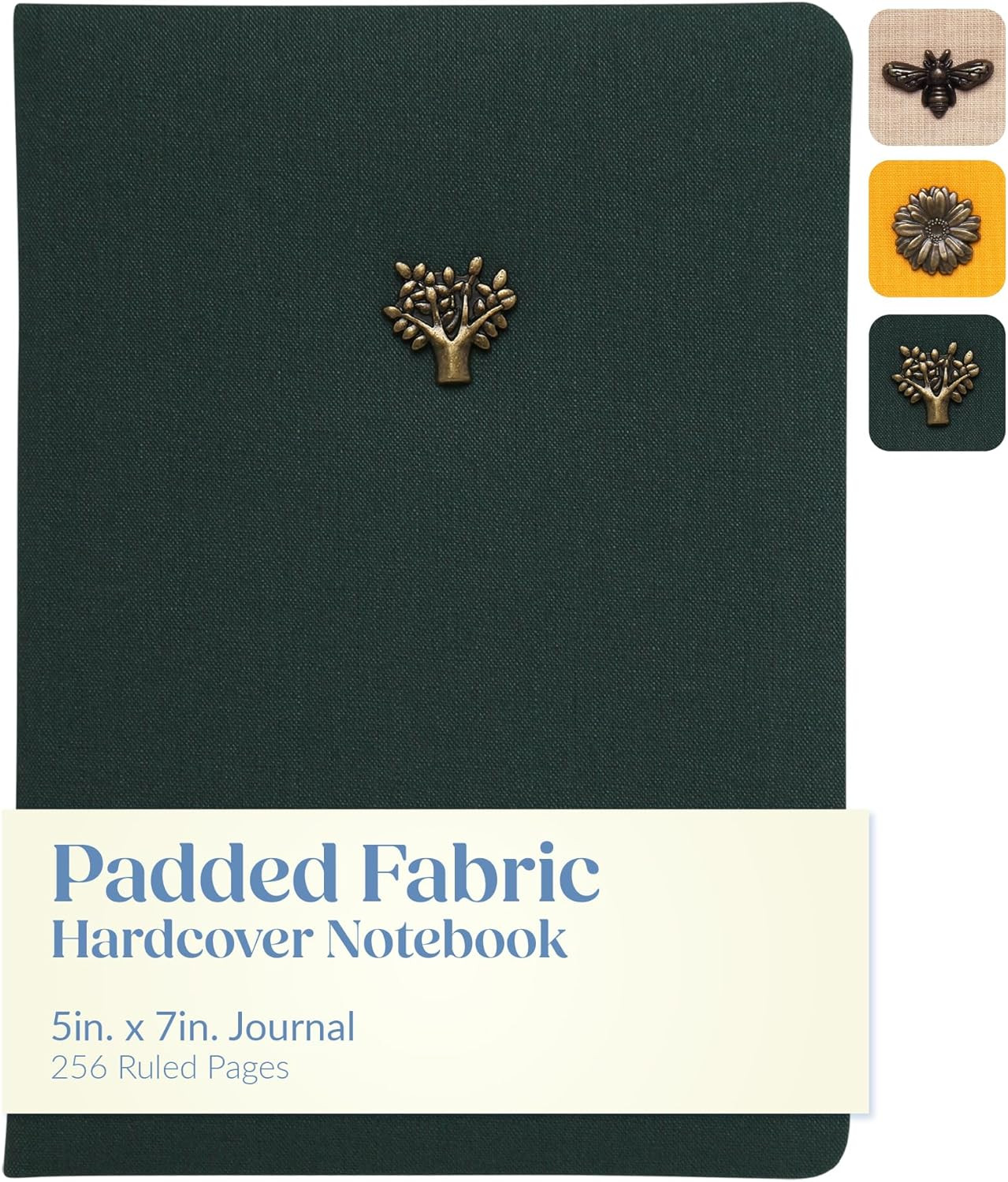 Eccolo Yellow Daisy Emblem Blank Lined Journal Notebook, 256 Ruled Pages, Padded