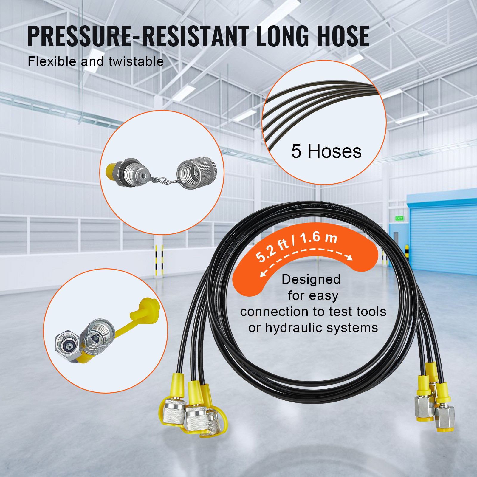 Hydraulic Pressure Test Kit 5 Gauges 13 Couplings 14 Tee Connectors 5 Hose