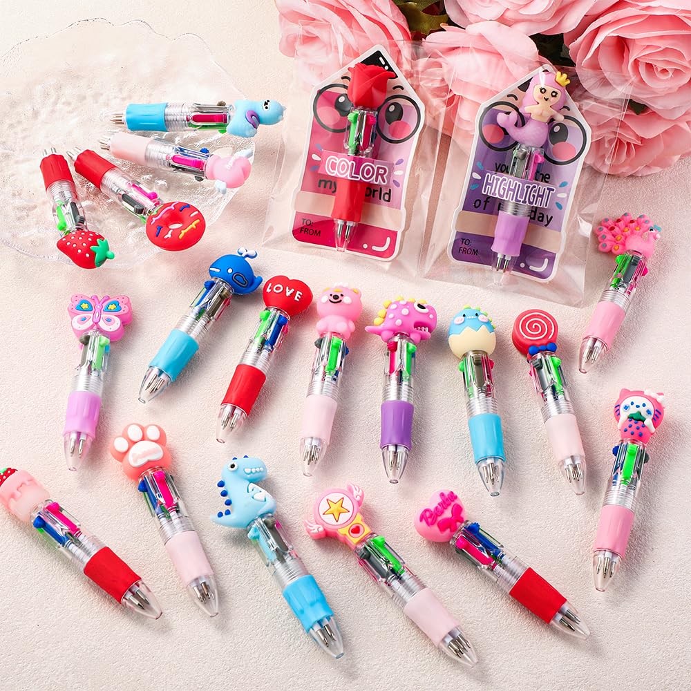 30 Pack Valentines Fun Pens with Cards 0.7mm Cute Animal Multicolor Ballpoint…