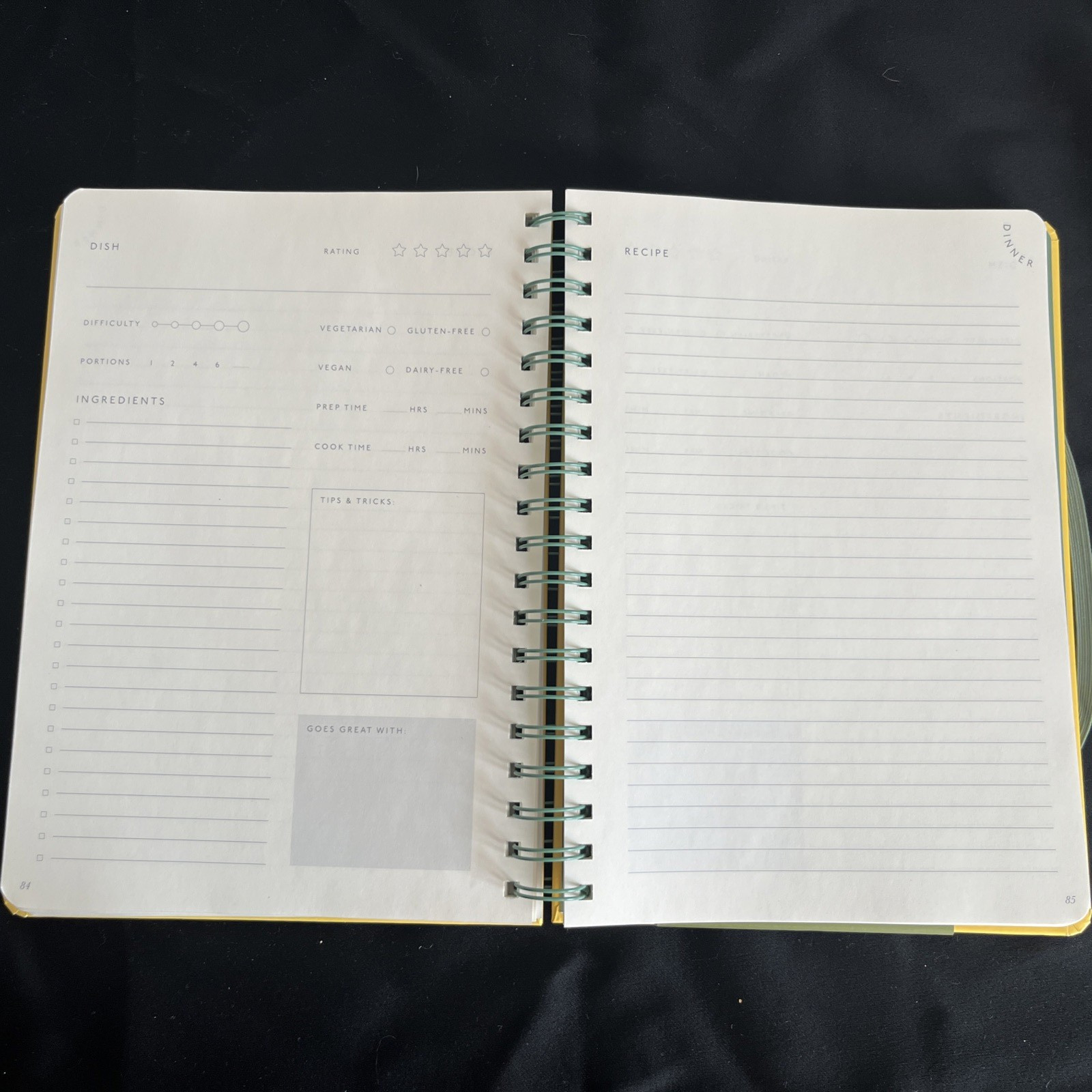 NEW Papier Yellow Recipe Journal Oranges Design Spiral Bound Notebook