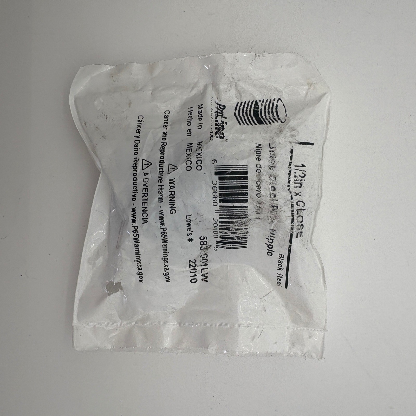 Proflex 1/2 in x Close Black Steel Pipe Nipple 583 001 LW 22010 New
