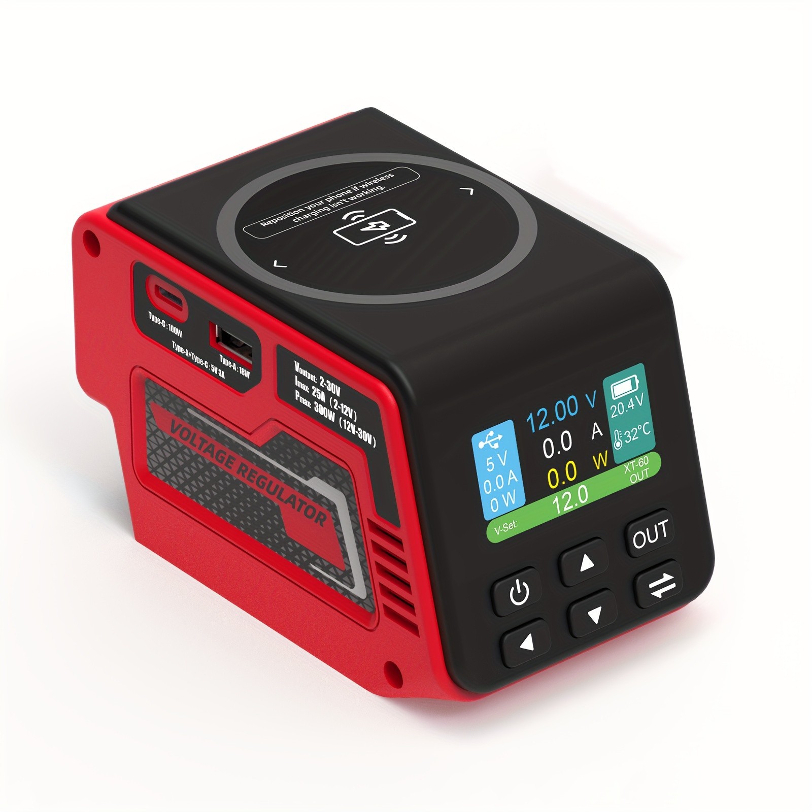 300W Adjustable DC Power Supply for Milwaukee 18V Battery 2-30V Output