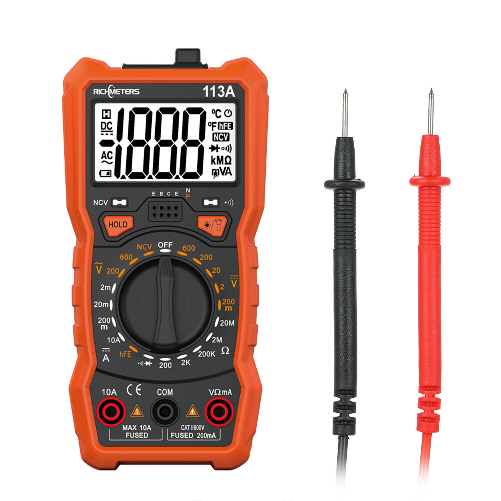 RICHMETERS RM113A NCV Digital Multimeter HFE AC/DC Voltage Measuring Meter I6L7