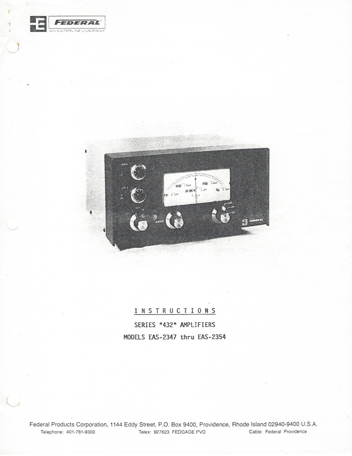FEDERAL PRODUCTS 432 SERIES EAS-2350 GAGING AMPLIFIER with EHE-1100 GAGE HEAD