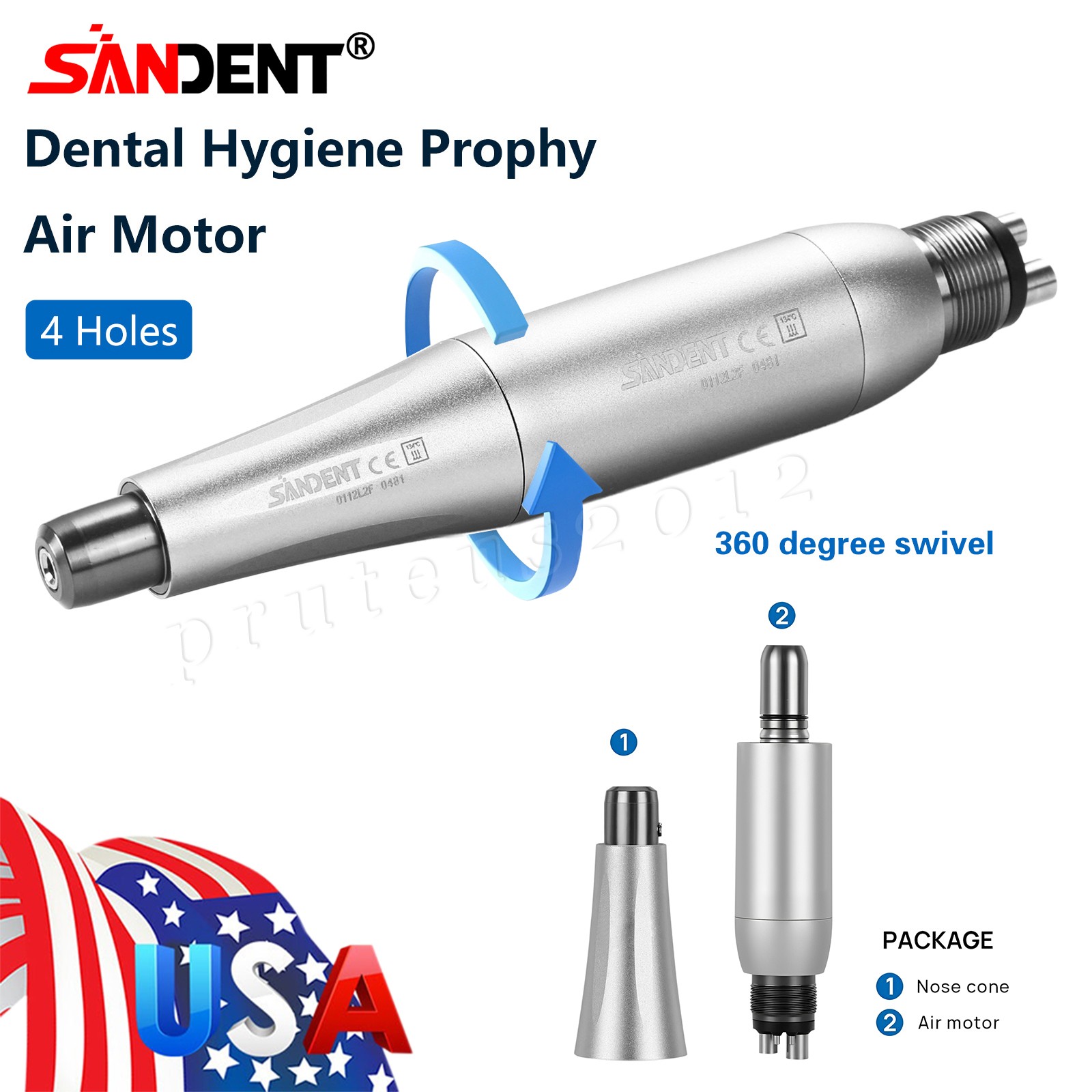 NSK Style Fiber Optic Dental E-generator LED 3-Spray High Speed handpiece 4 Hole