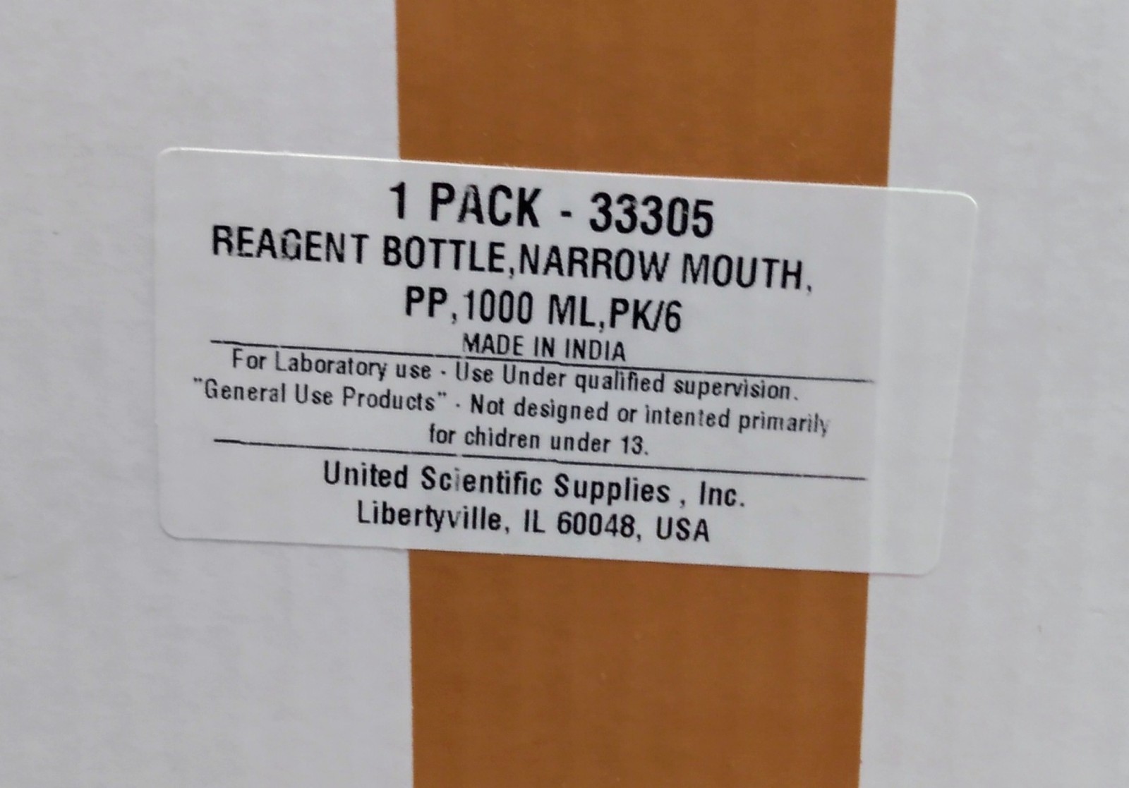 (6) 1000ml Reagent Bottle Narrow Mouth PPE , United Scientific 33305