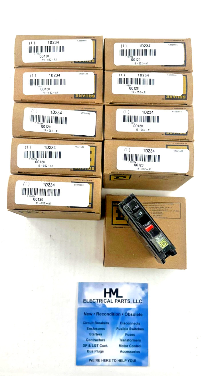 SQUARE D, QO120, 20A, 240V, 1 POLE CIRCUIT BREAKER *NEW IN BOX *LOT OF 10