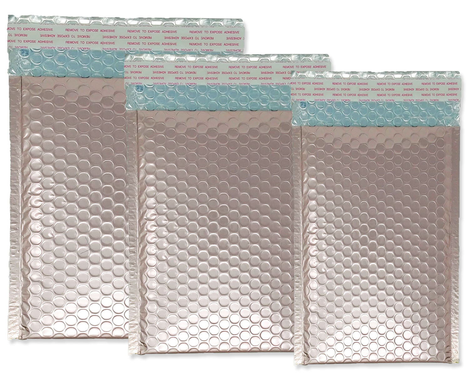 4×8, 5×9, 6×10, 8×12 Nude Pink Metallic Bubble Mailers, Light Rose Gold Envelope