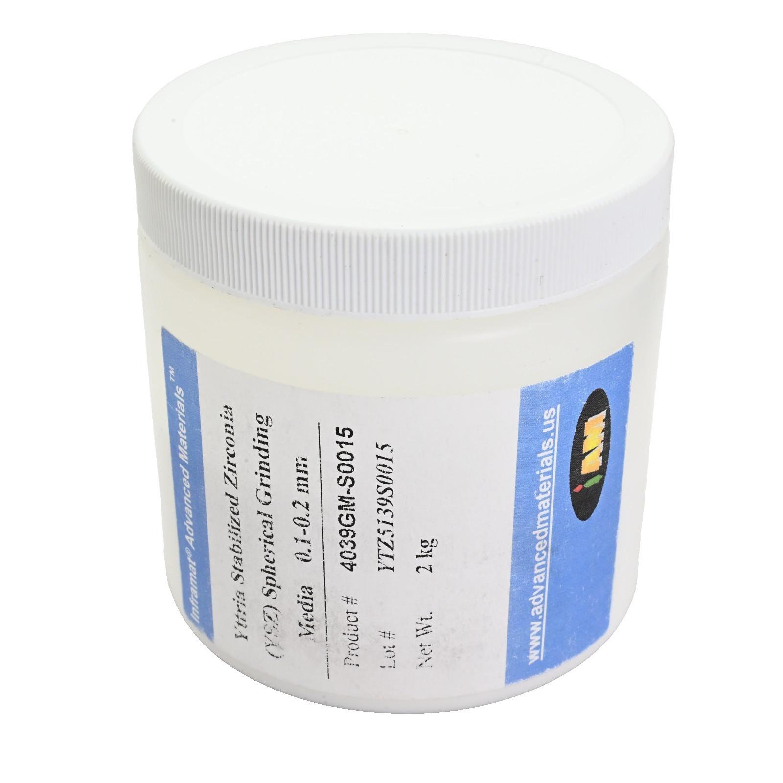 Yttria Stabilized Zirconia YSZ Micro Milling Media, 0.1-0.2mm, 1kg, 4039GM-S0015