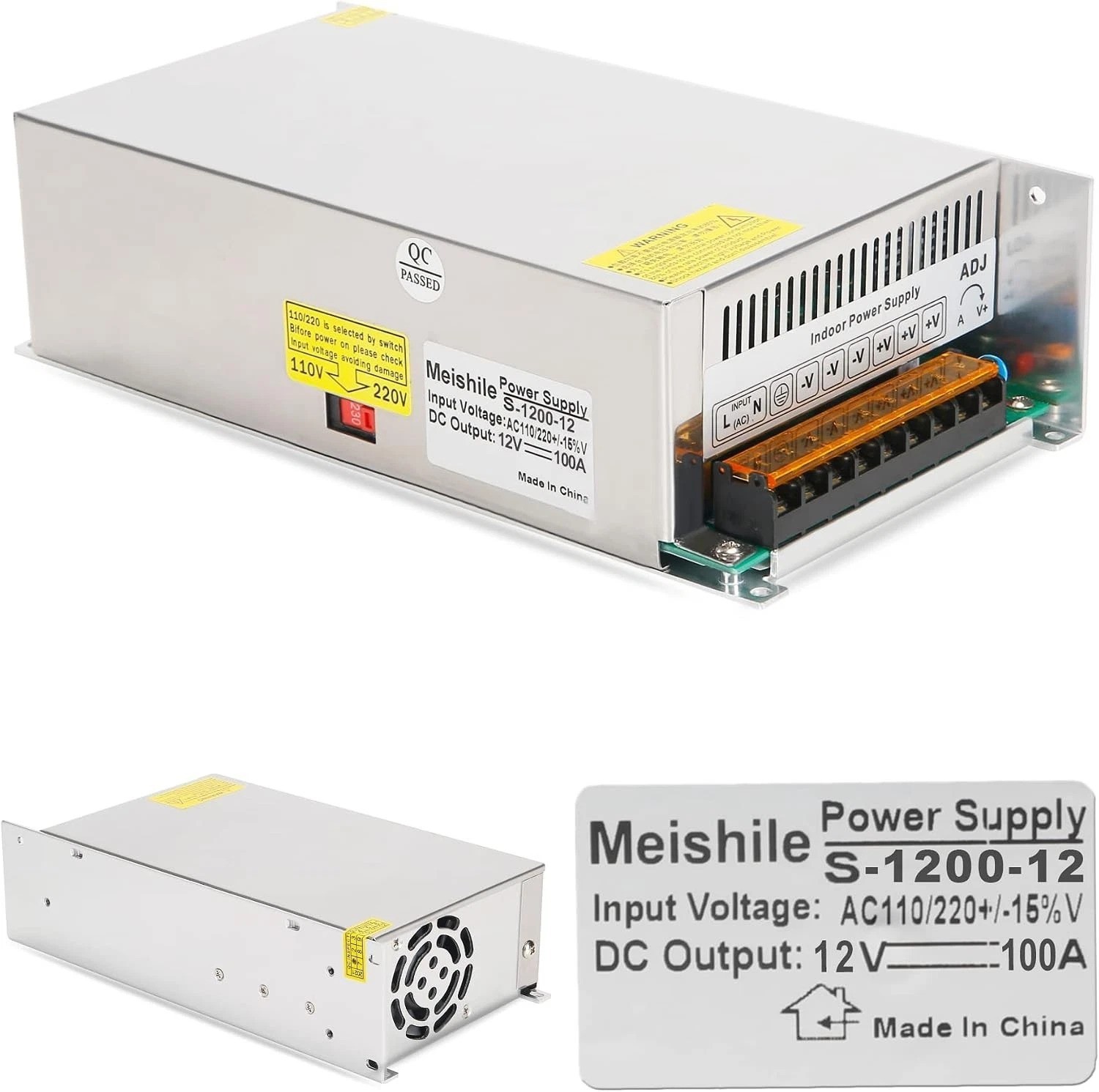 12V 100A 1200W Stable AC-DC Power Supply Adapter – LED, Motor, Amp