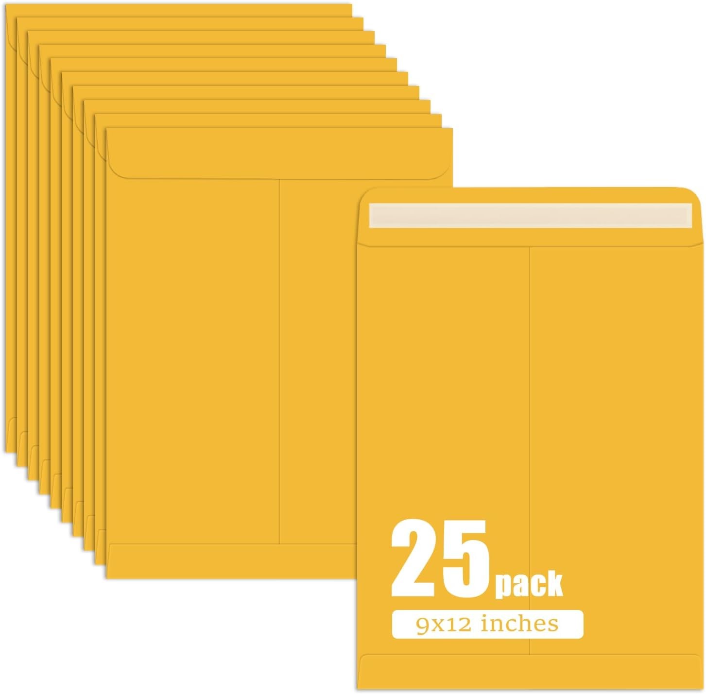 25 Pack Manilla Envelopes 9 x 12, Brown, Letter Size, Self-Seal Manila Large