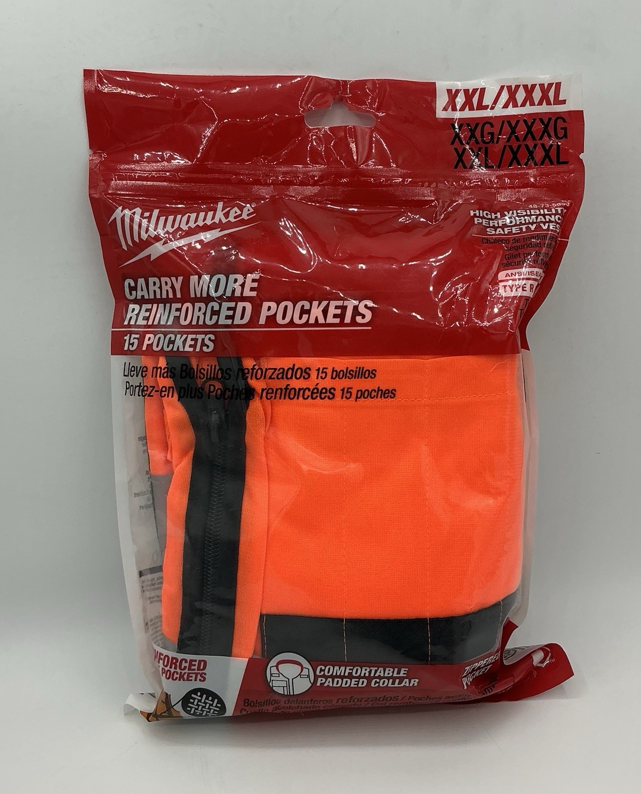 Milwaukee 15 Pocket Hi Visibility Orange Safety Vest 48-73-5053 XXL/XXXL Class 2