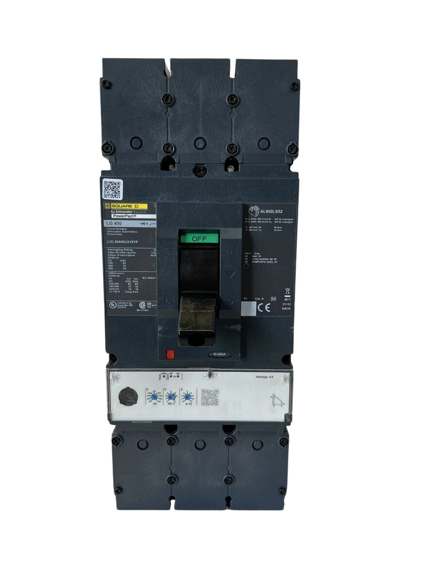 Square D LGL36400U31X PowerPact 400A 3-Pole 600VAC Circuit Breaker