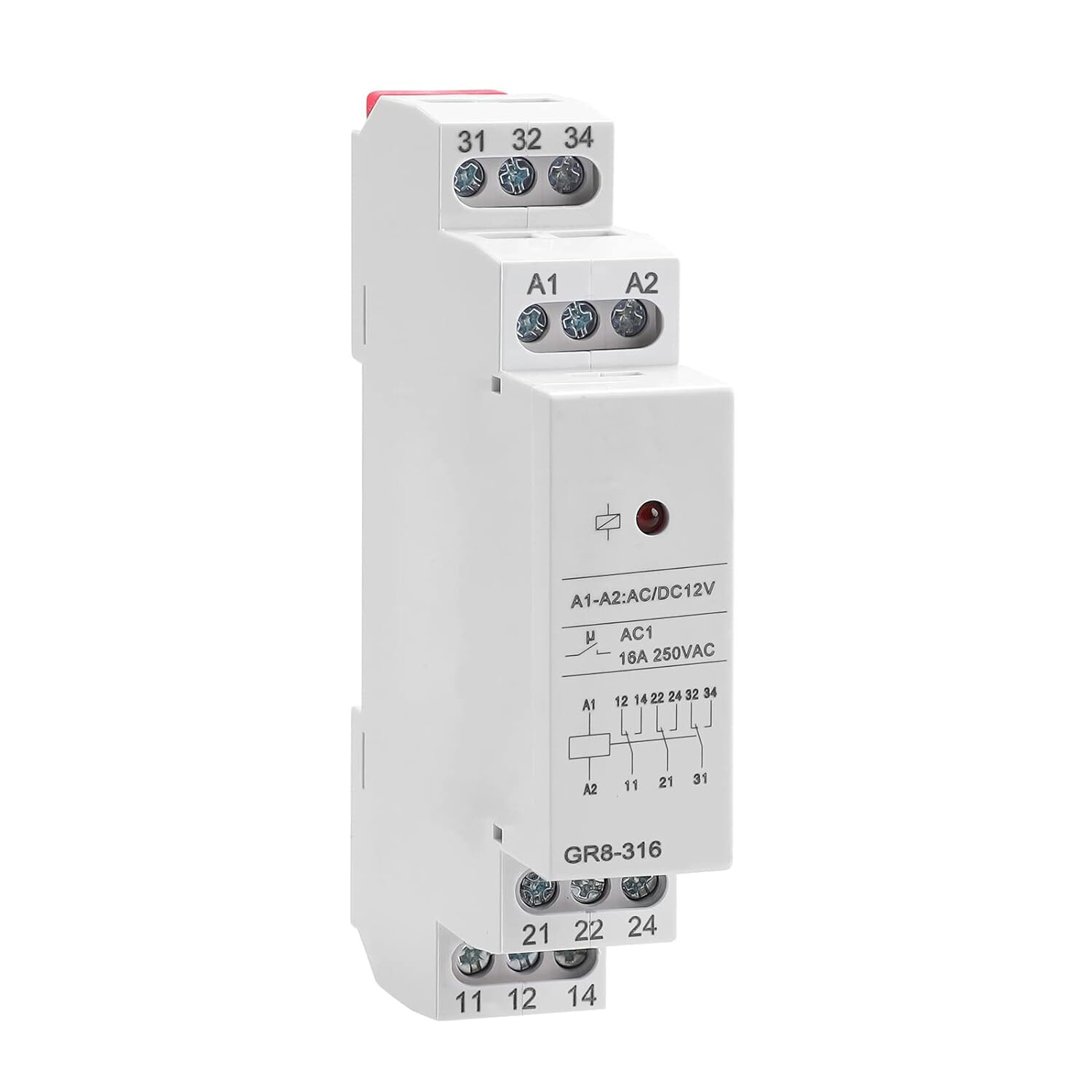NEW GR8-316 AC/DC12V Intermediate Relay Auxiliary Relay Din Rail 16A 3 SPDT