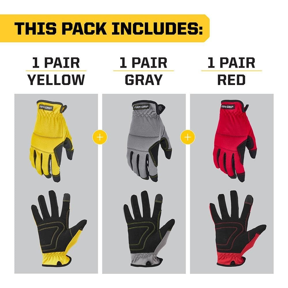 FIRM GRIP Large Utility Work Gloves (3-Pack)