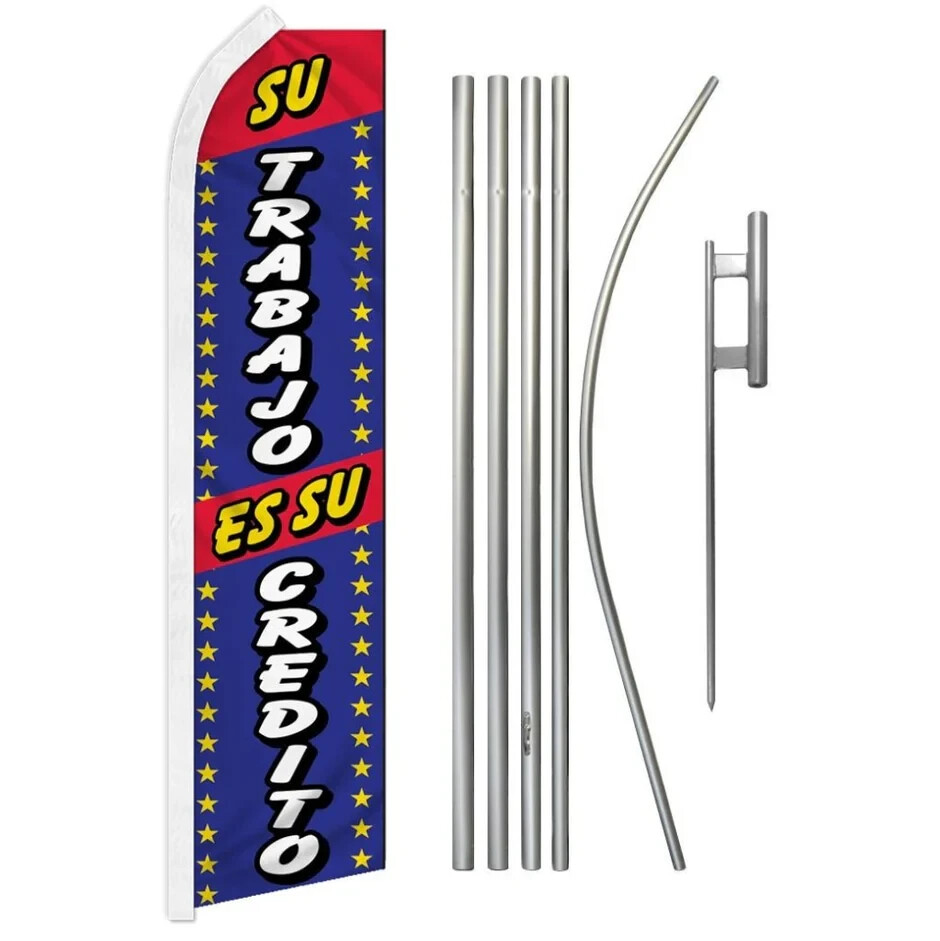Mal Credito Ok Auto Finance Variations Swooper Advertising Banner Flag Pole Kits