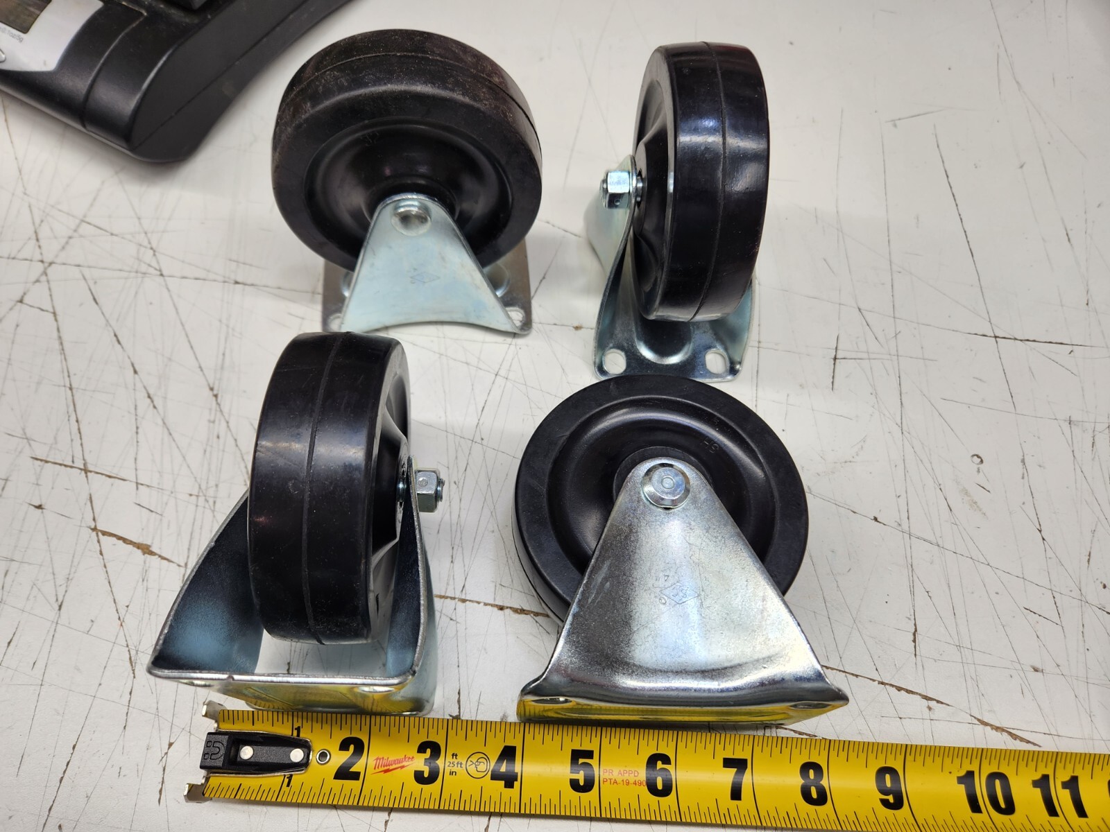4 pack) 69850 4″ Solid Polyurethane Rigid Caster Smooth Tread 330lb Capacity NeW
