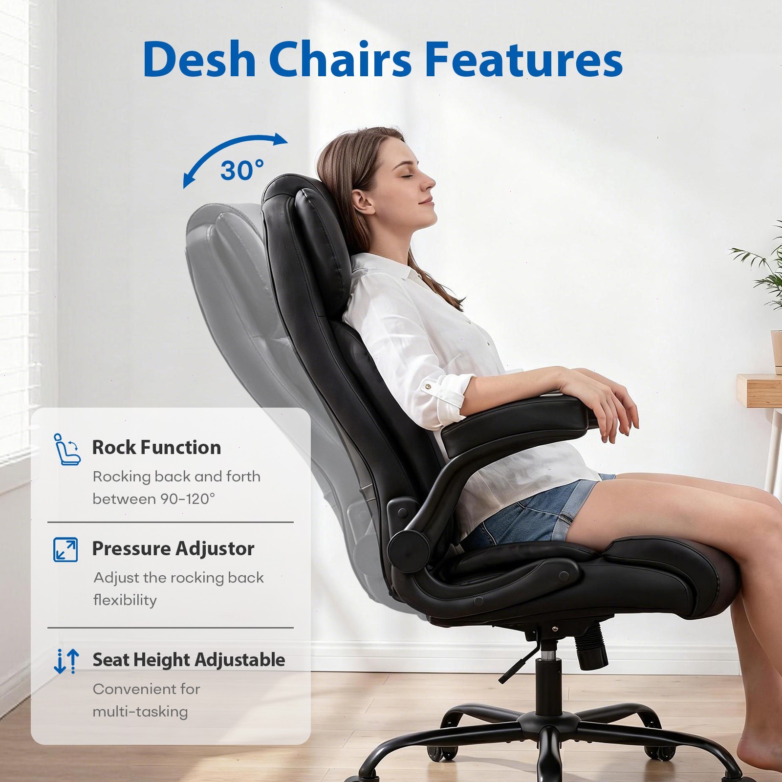 Heavy Duty Big and Tall Office Chair 500LBS Rubber Wheels for Home Office Black