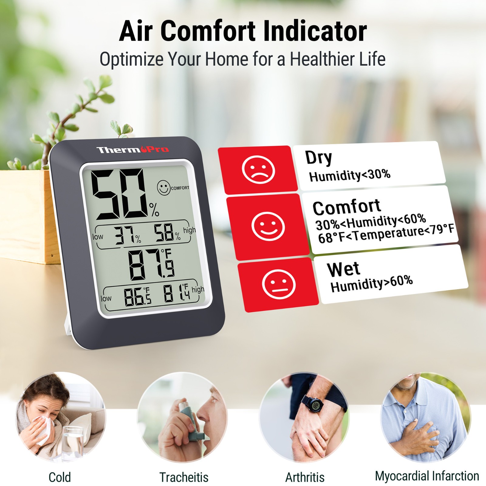 3PCS LCD Digital Indoor Hygrometer Thermometer Temperature Humidity Monitor