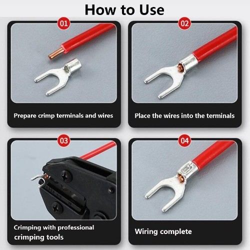 50PCS Non Insulated 10 Stud Fork Connector