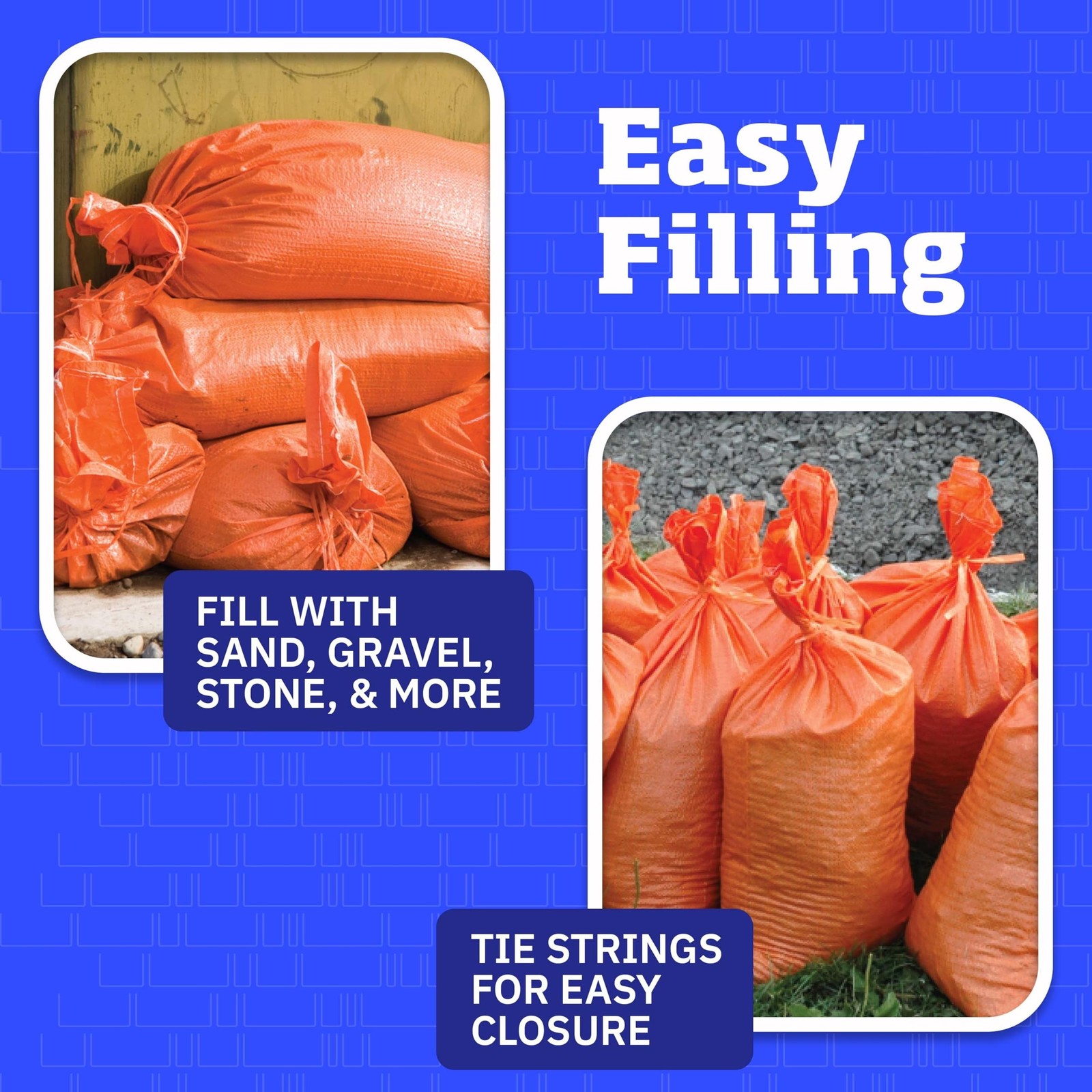DURASACK Heavy Duty Sand Bags with Tie Strings Empty Woven Polypropylene Sand…