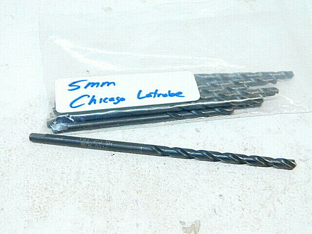 LIGHT USED 12PC CHICAGO LATROBE 5.00mm METRIC STRAIGHT SHANK TWIST DRILL .1969″