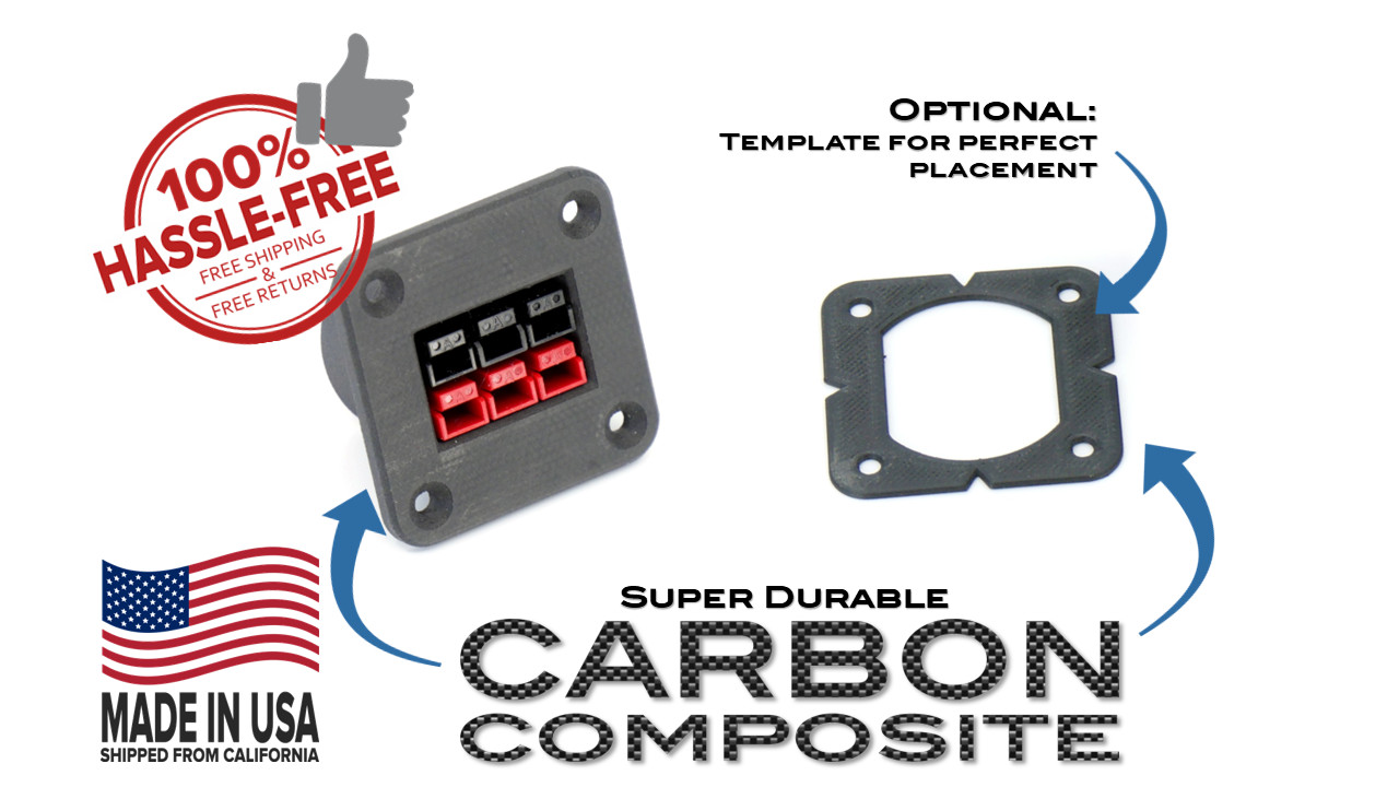 Panel Mount Adapter for Anderson Powerpole PP15/30/45 2×3 Carbon Composite