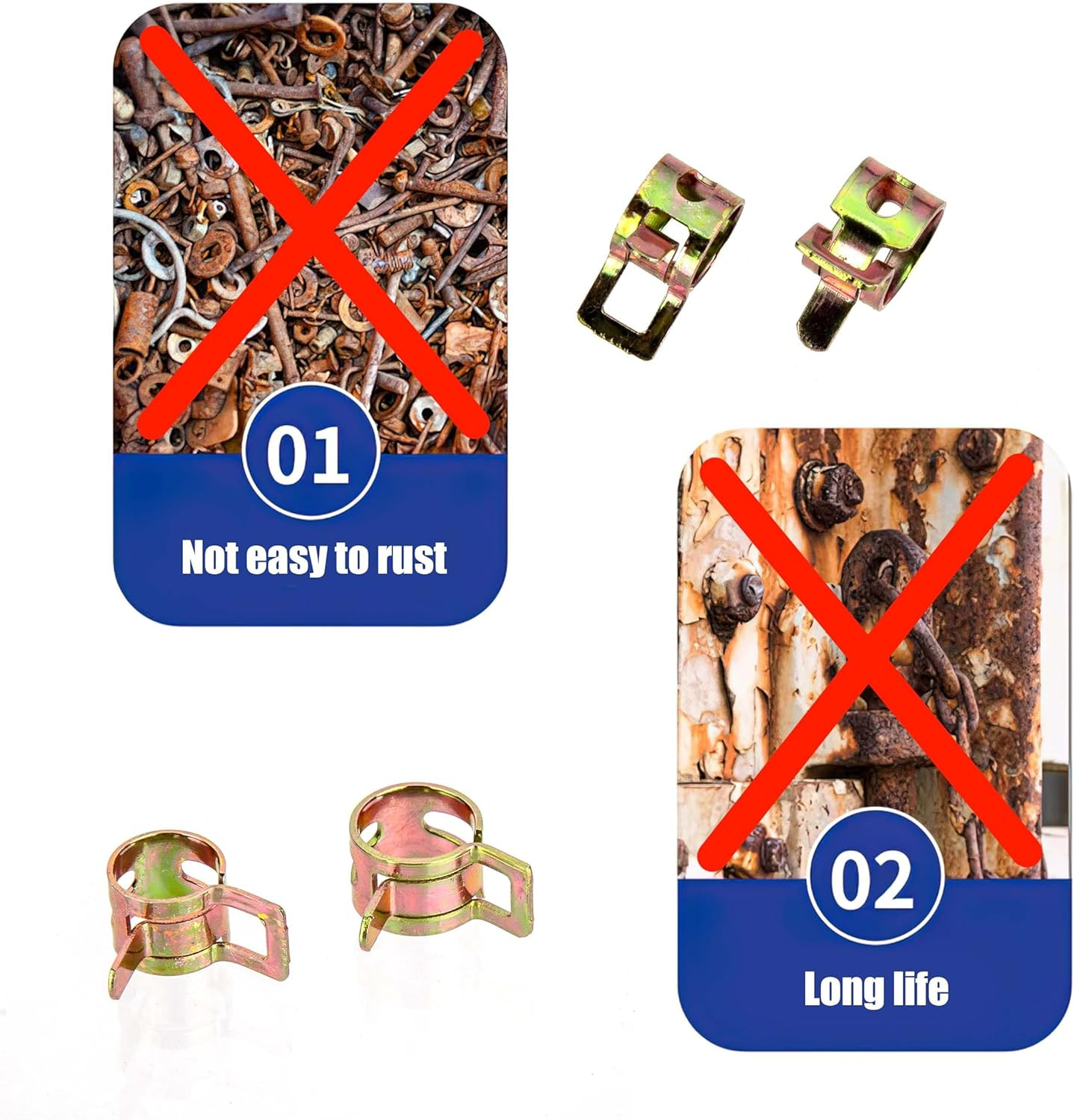 150 Pcs Fuel Line Spring Hose Clamps, Spring Band Type Spring Clips Clamps Kit,