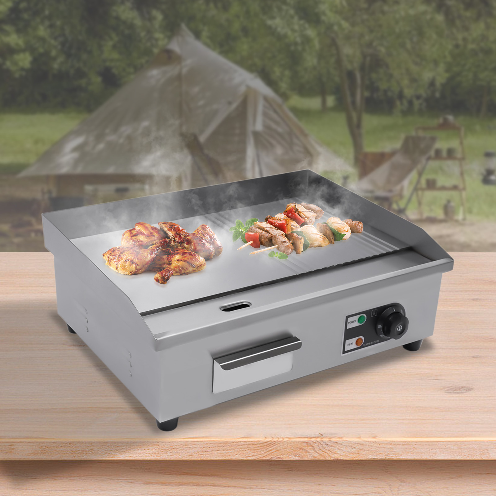 22″ Commercial Electric Tabletop Griddle Flat Top Grill Hot Plate BBQ 1600W