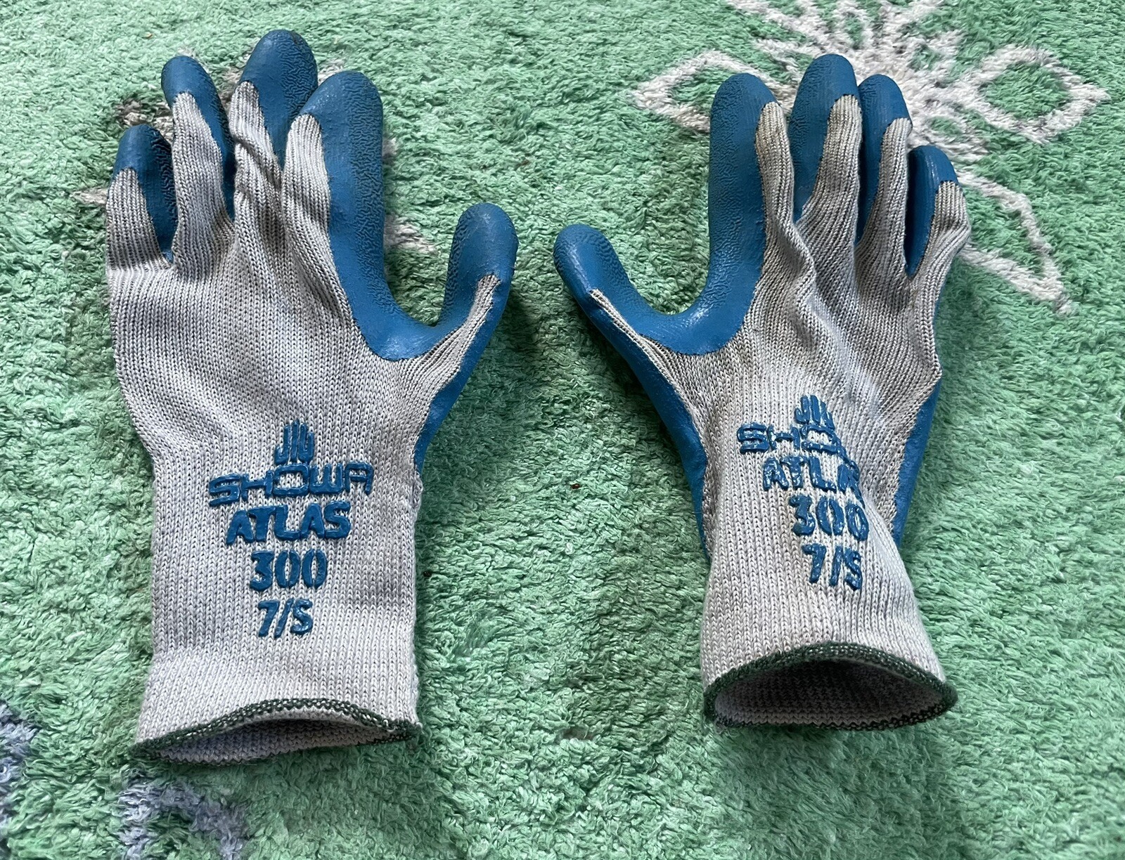 Showr Atlas 300 Size 7/S Latex Coated Gloves – Blue & Gray