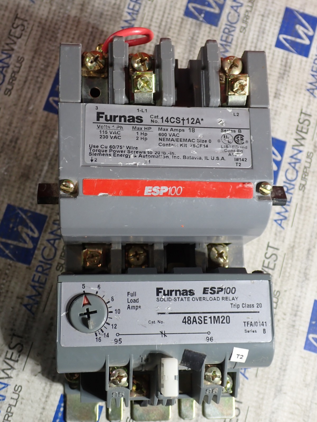 Furnas 14CS12A Starter 2 HP 230v Size 0 48ASE1M20 5-16A OL 120v Coil S899