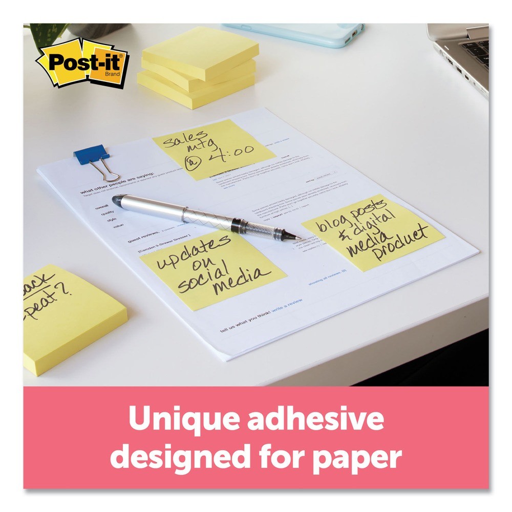 Post-it Notes 654YW 3″ x 3″ Original Pads – Canary Yellow (12/PK) New