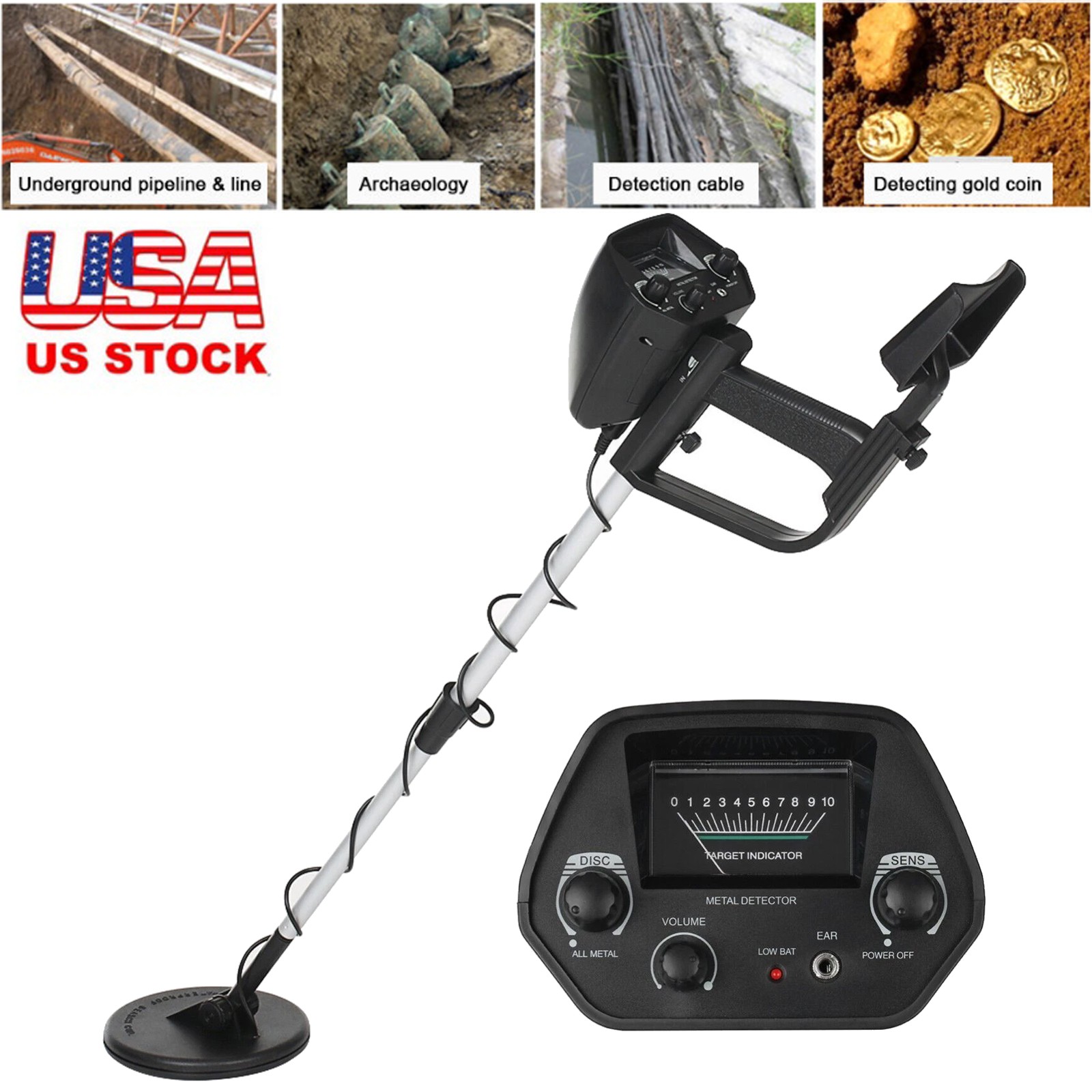Waterproof LCD Metal Detector, Deep-Sensitive Search for Coins, Jewelry & Relics