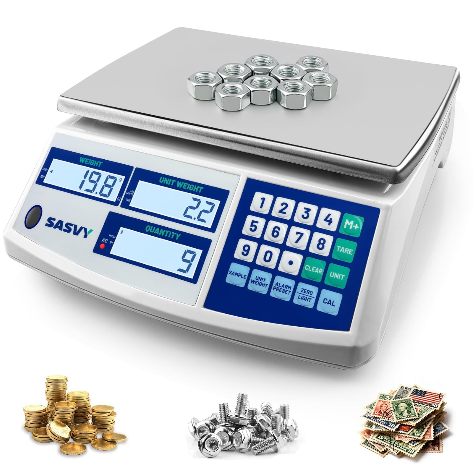 Counting Scale (66lb/30kg, 0.1g) lb/oz/kg/g Industrial Digital Inventory Scal…
