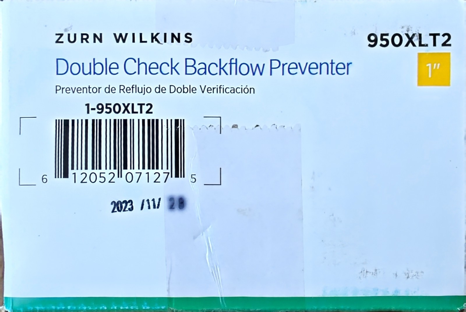 Zurn Wilkins 1 in. 950XLT2 Double Check Backflow Preventer Valve