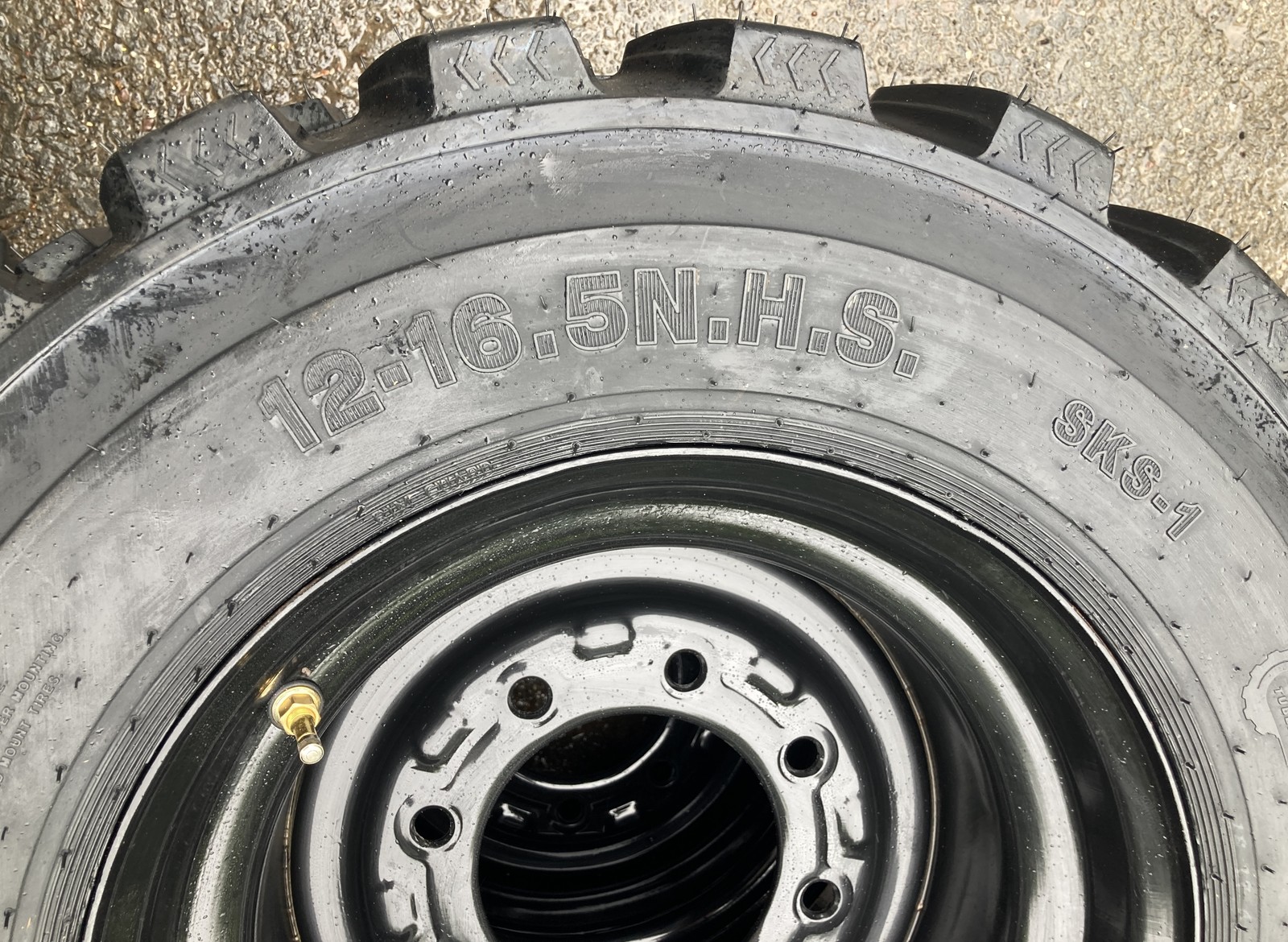 1 or 4-12-16.5 SKS-1 Skid Steer Tires on Black Rims for Bobcat & more-12X16.5