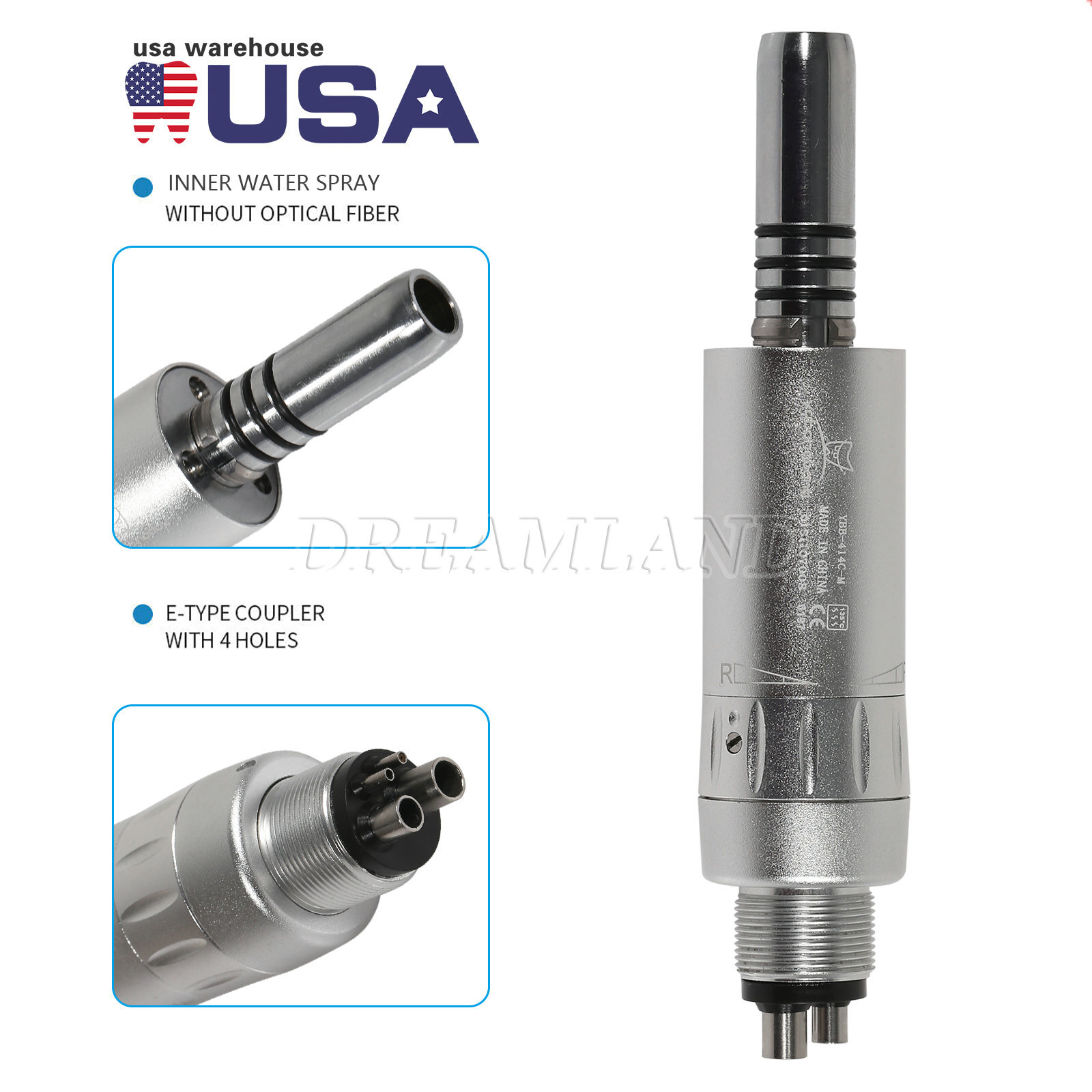 1-10x Dental Slow Speed Air Motor Handpiece Inner Water Spray 4Hole