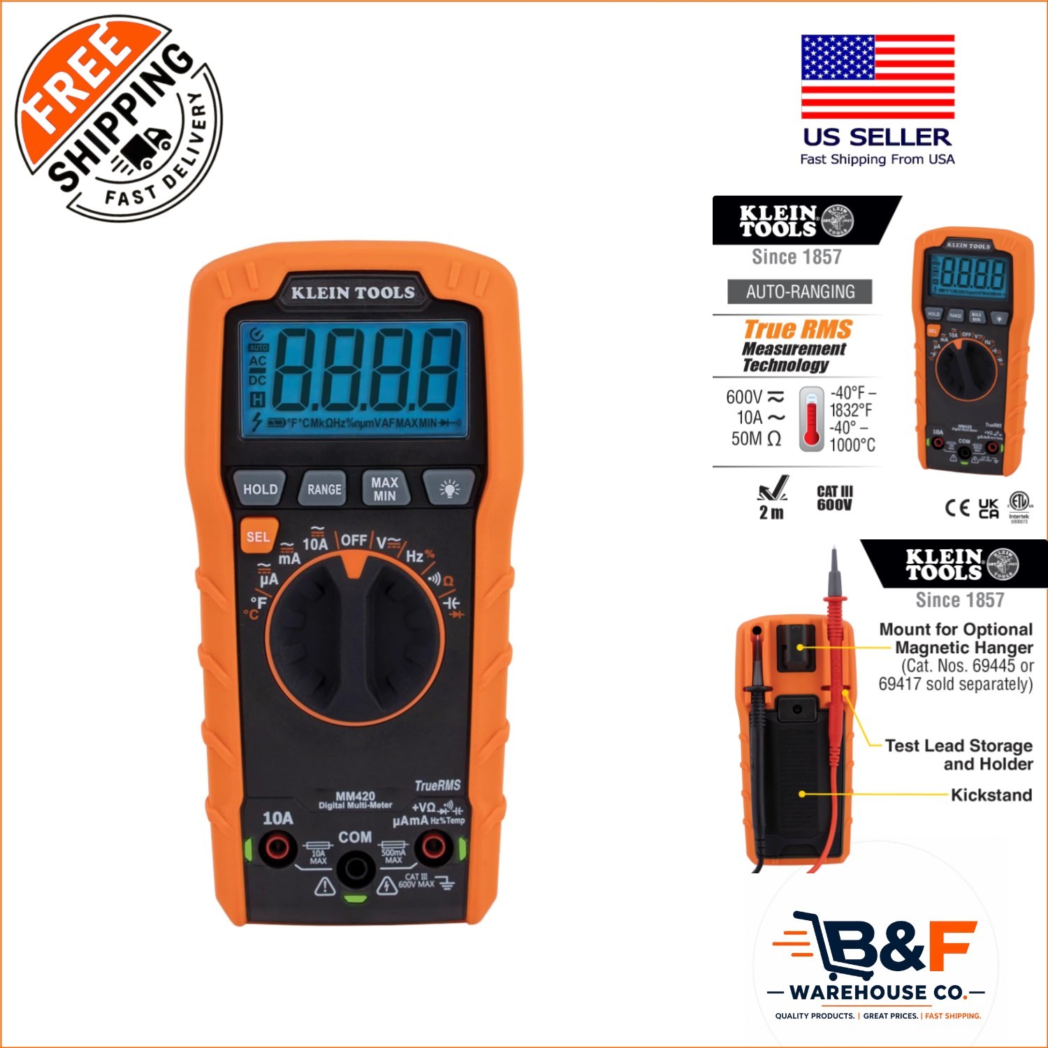 Compact & Durable Digital Multimeter – 10A AC/DC & Complete Measurement Kit