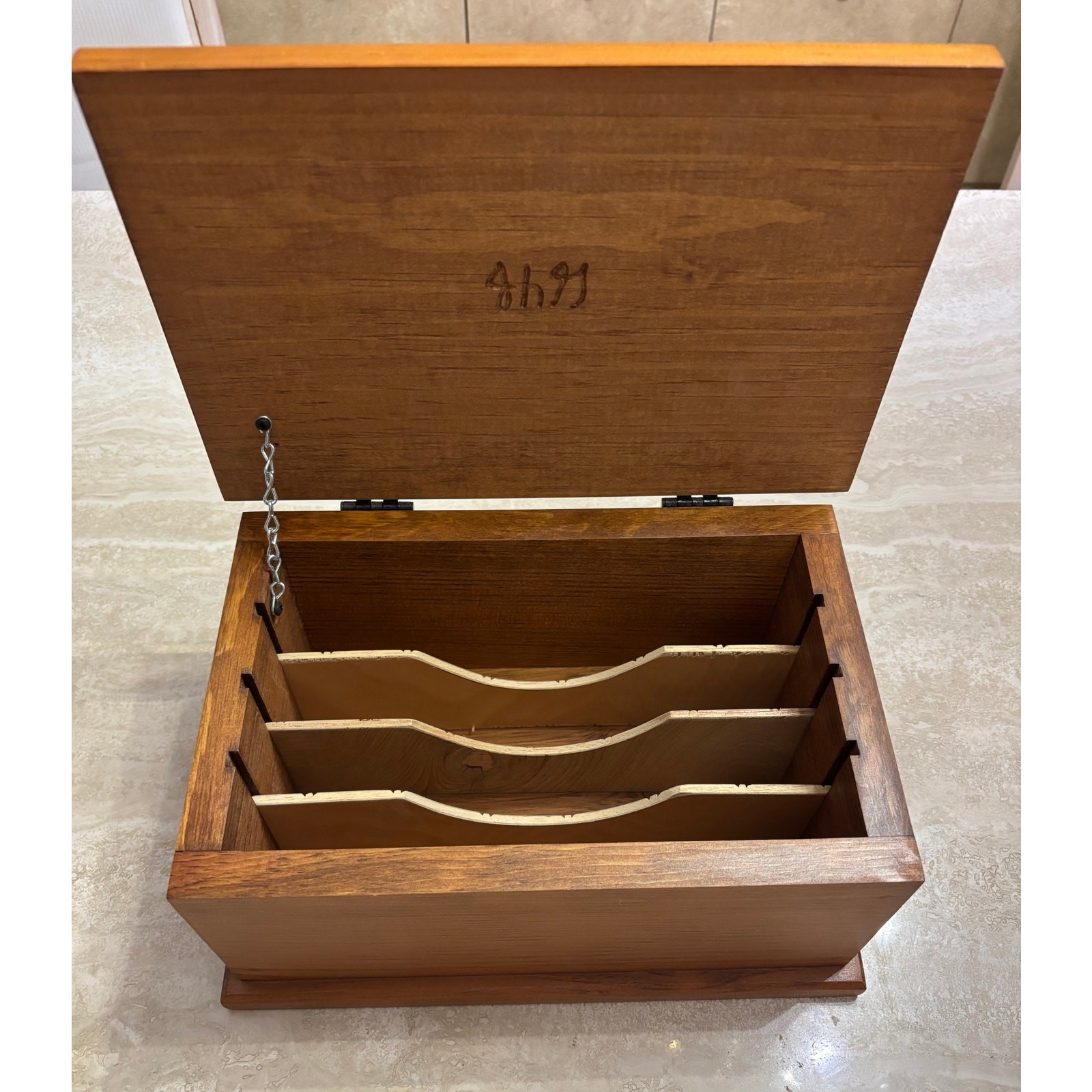 Vintage Wooden Tabletop Organizer Stationary Cabinet Writing Box 12″x 8″ 1648