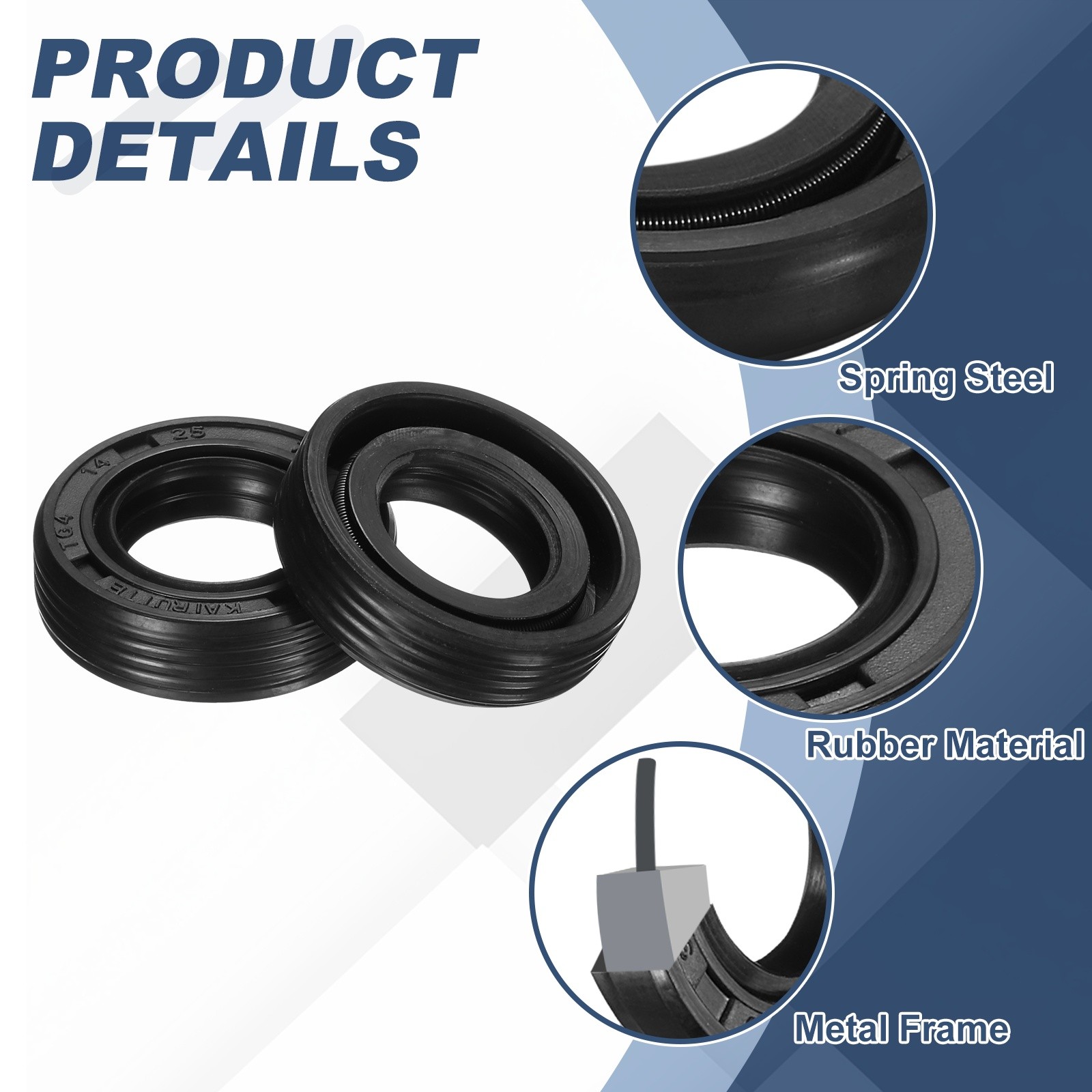 2Pcs Oil Seal 14x25x7mm TC Nitrile Rubber Double Lip Cover with Hook Kit
