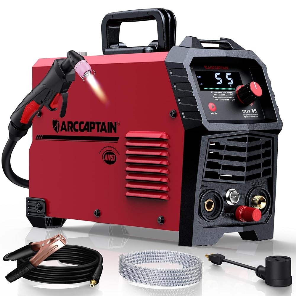 Arccaptain CUT55 LED Pilot Non-Touch Pilot Arc Plasma Cutter with Welder Helmet