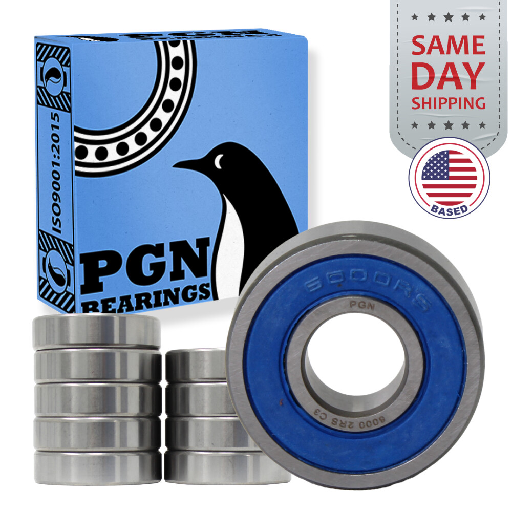 (10) 6000-2RS Premium Rubber Seal Ball Bearing C3 EMQ, 10x26x8, 6000 2RS 6000rs