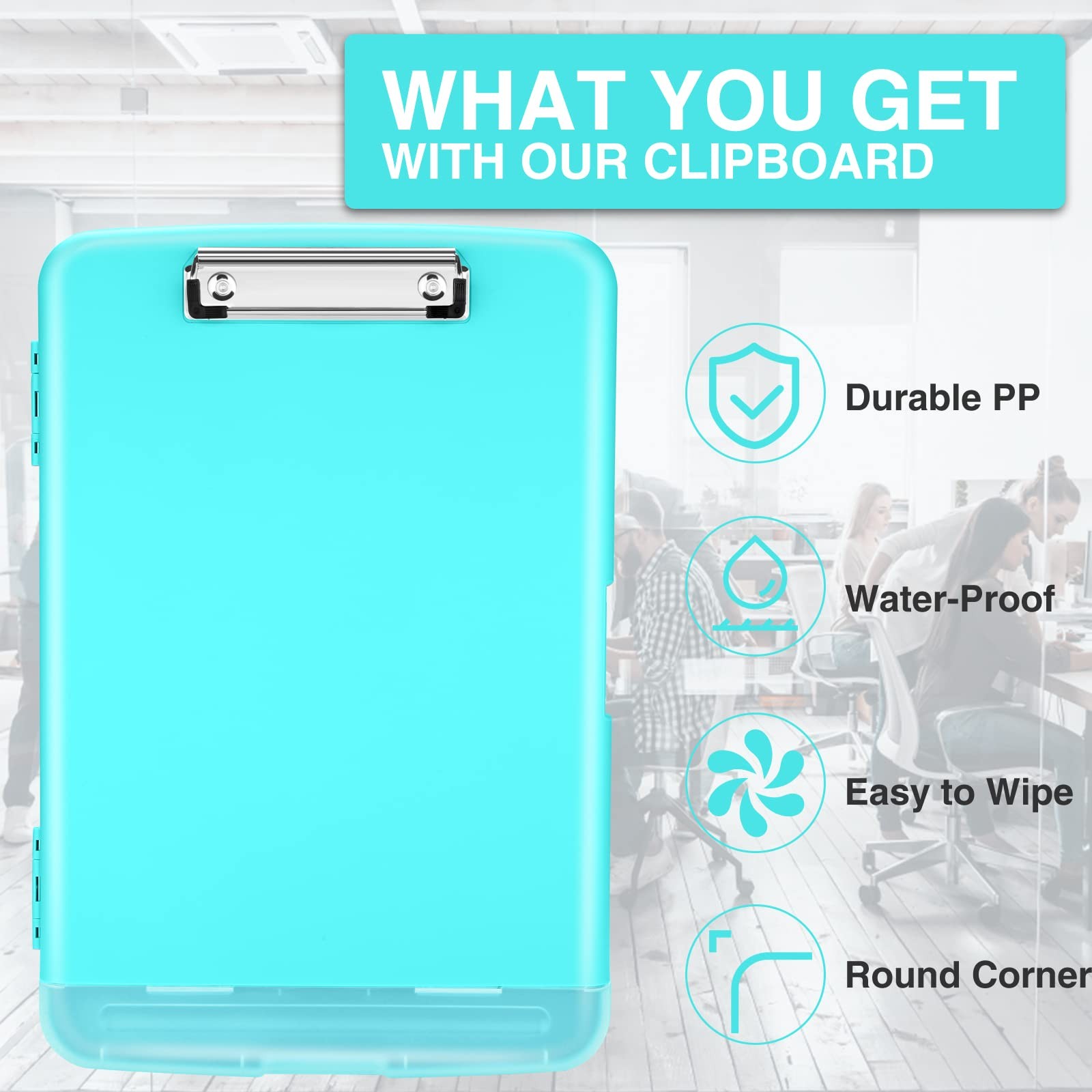 Sooez Clipboards with Storage, High 10″W x 1-1/4″D x 14-1/2″H, Mint Green