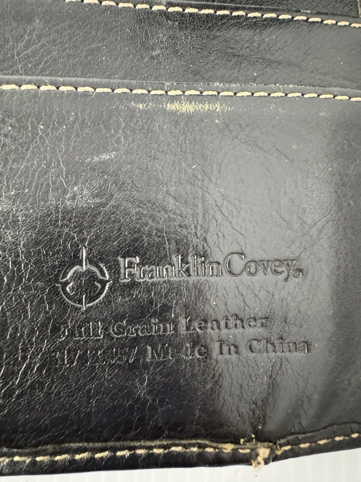 Franklin Covey Leather Planner Classic ORIGINAL Vintage Aurora Collages Black