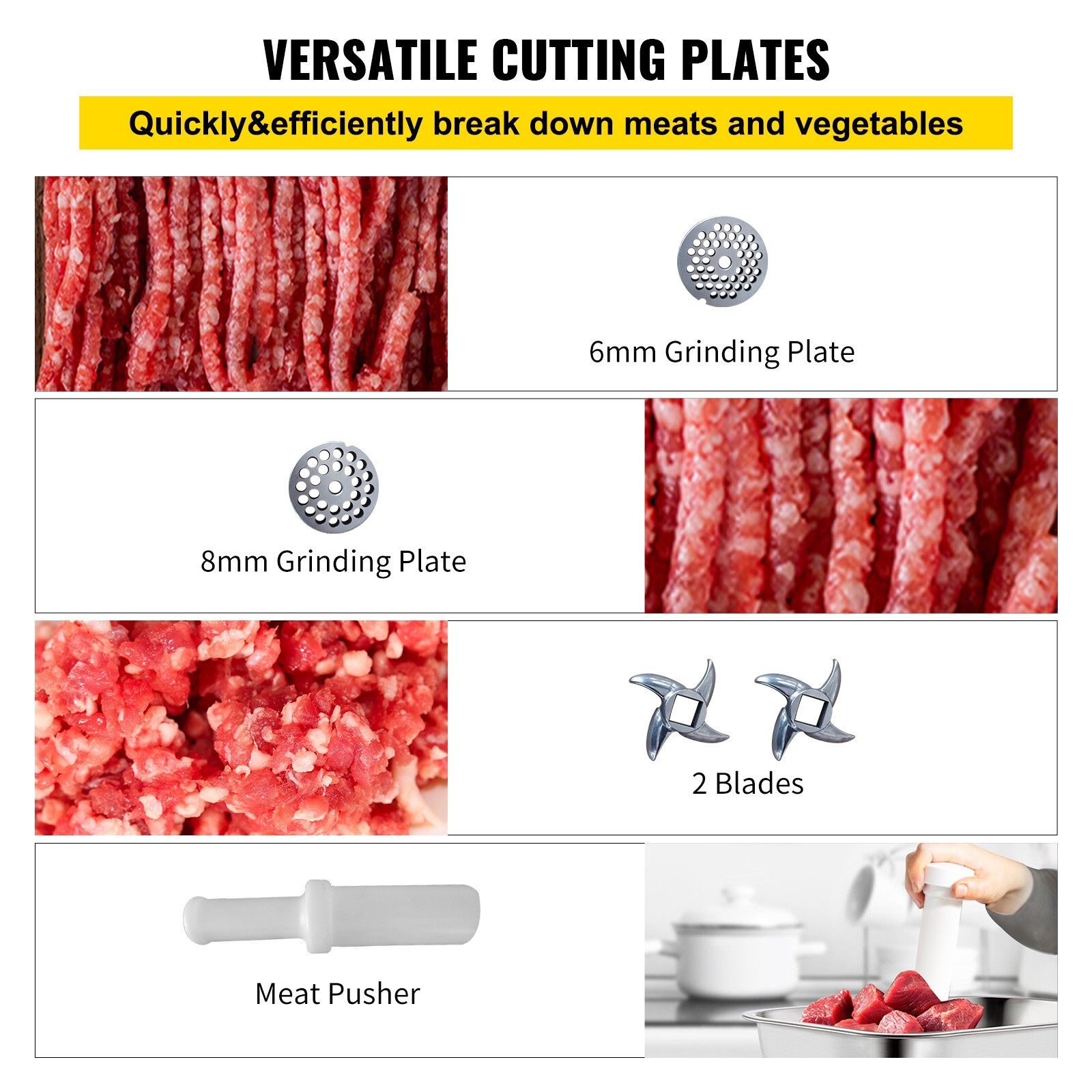 550lbs/H Electric Meat Grinder Mincer 1.5HP Commercial Sausage Stuffer Filler