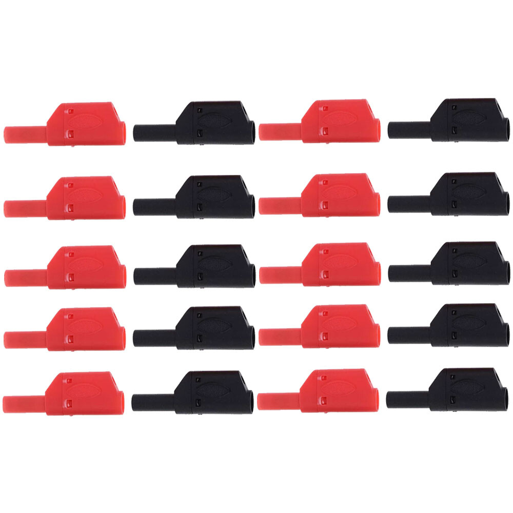 20x Shrouded Fully Insulated Safety 4mm Male Stackable Banana Plug Connector NEW