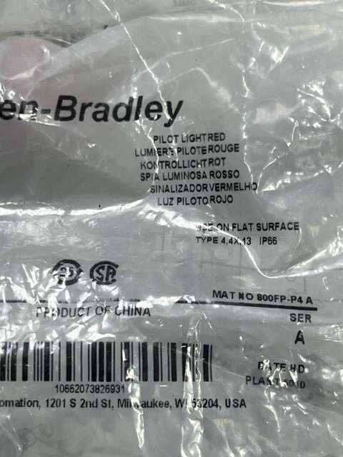 800FP-P4 Ser A 22.5mm Pilot Lamp Red New in Sealed Bag – Bag of 10 pcs