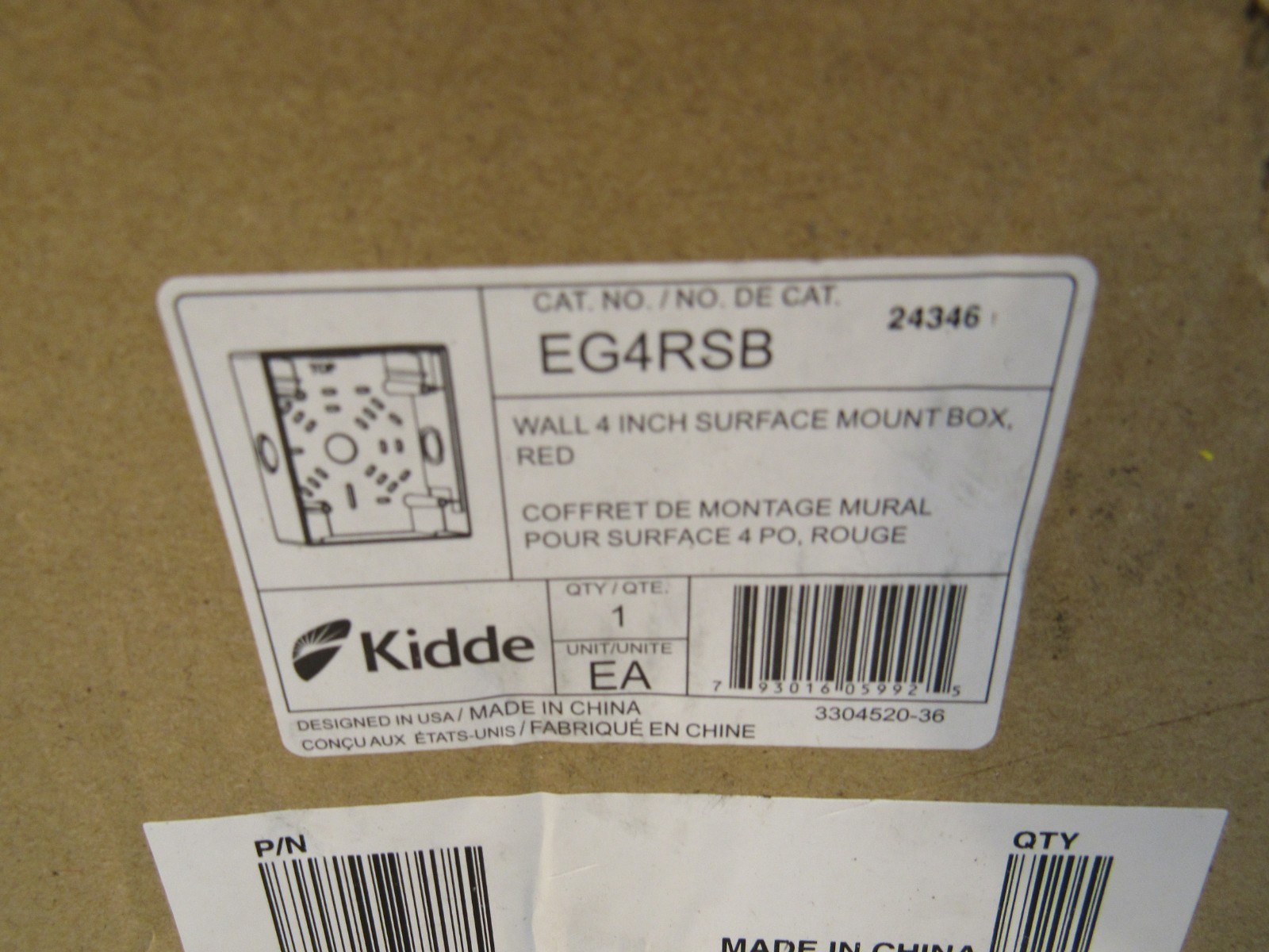 Kidde EG4RSB 4″ Wall Surface Mount Box Red