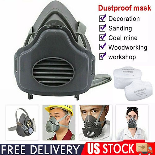 Safety Gas Mask Respirator Half Face For Painting Spraying Facepiece +20 Filters